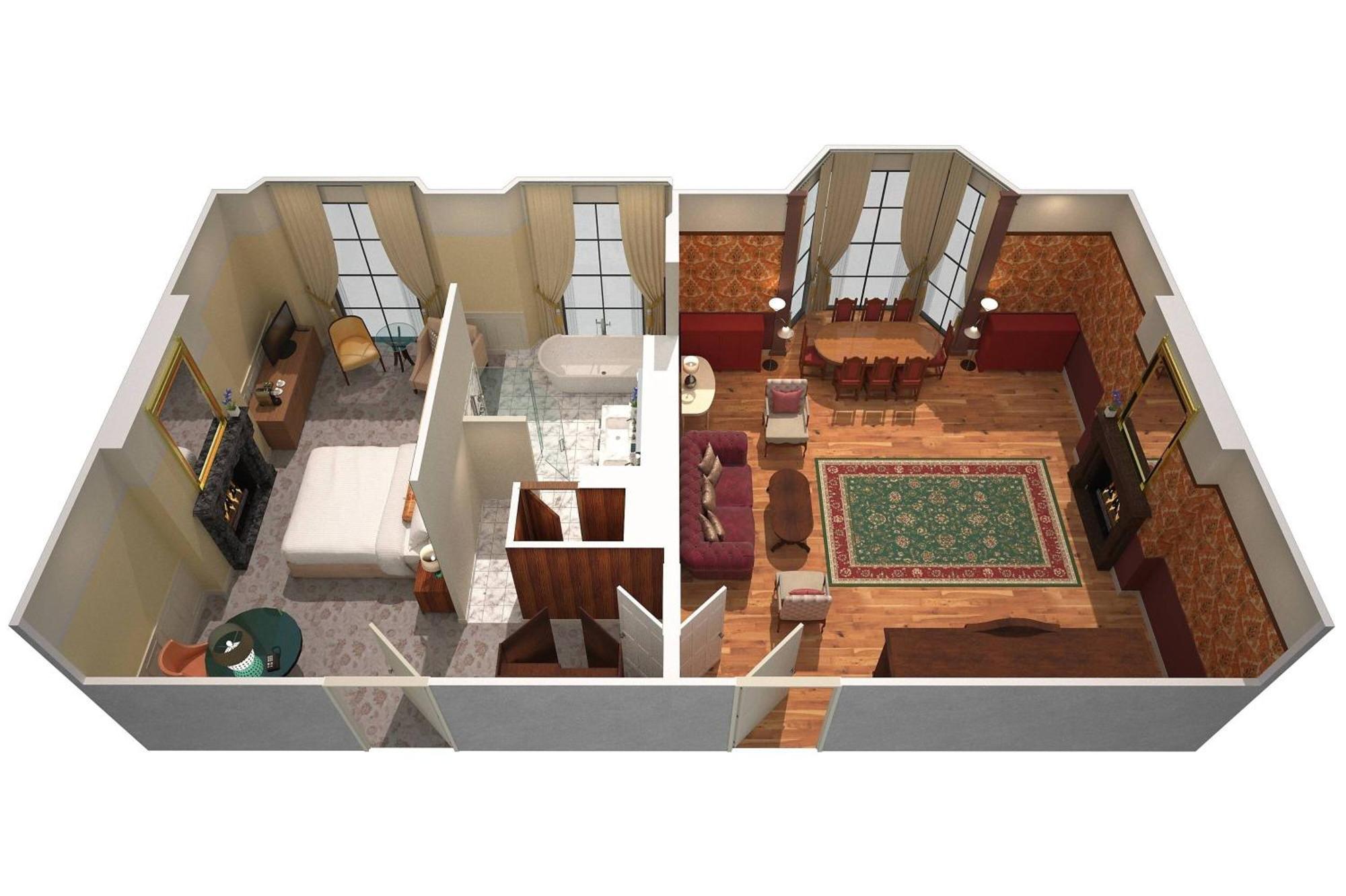 St. Pancras Renaissance Hotel London Exterior foto 3D floor plan of a suite
